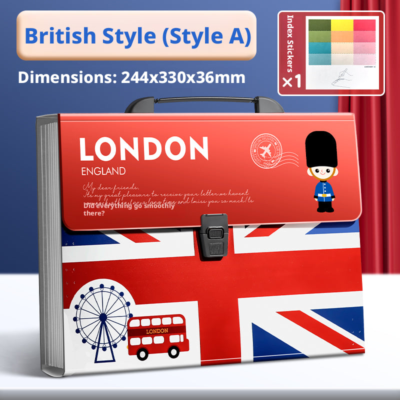 Flag & Windsock Organ Bag with Index Sticker - Red and Blue Fabric