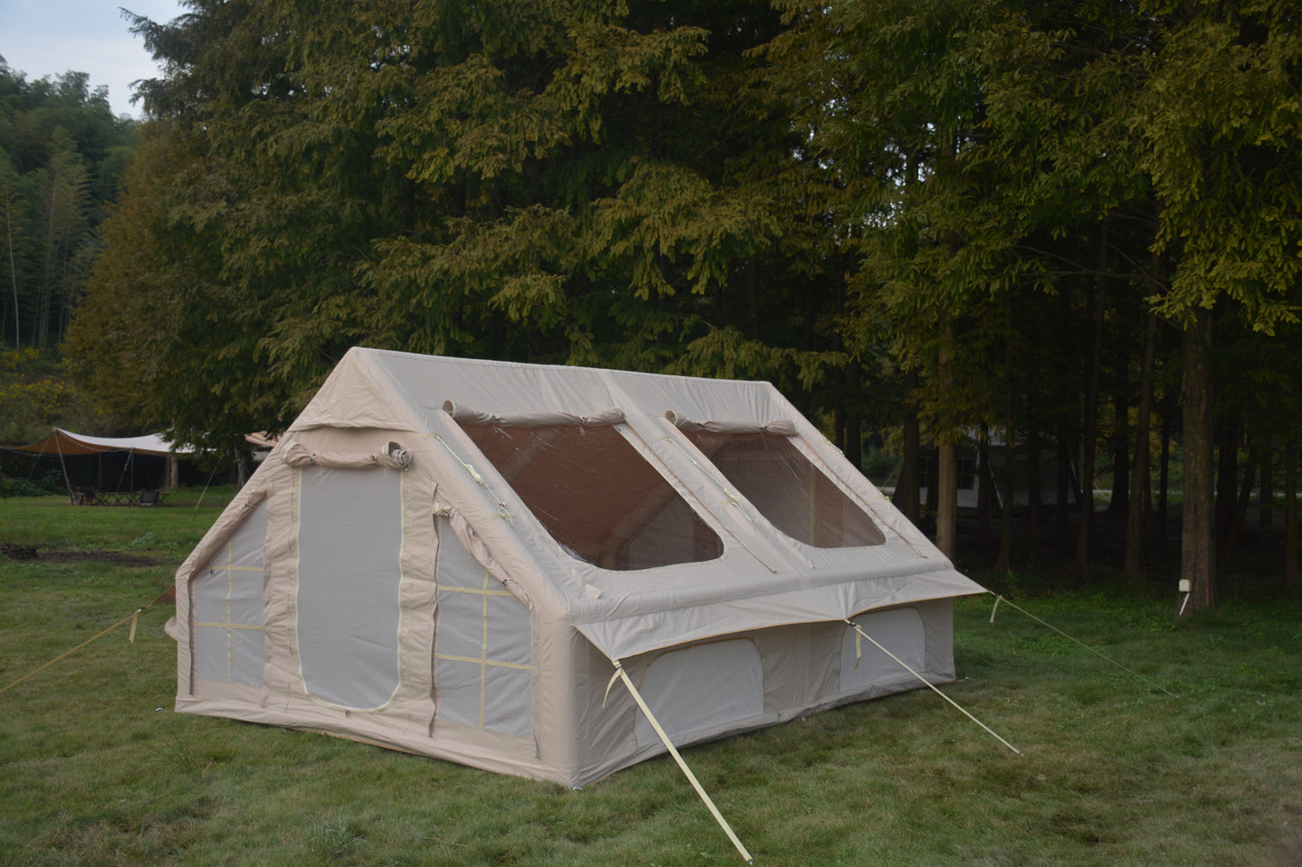Inflatable Camping Tent - 9.8x13ft Waterproof Glamping Tent for 7-8 People - Beige