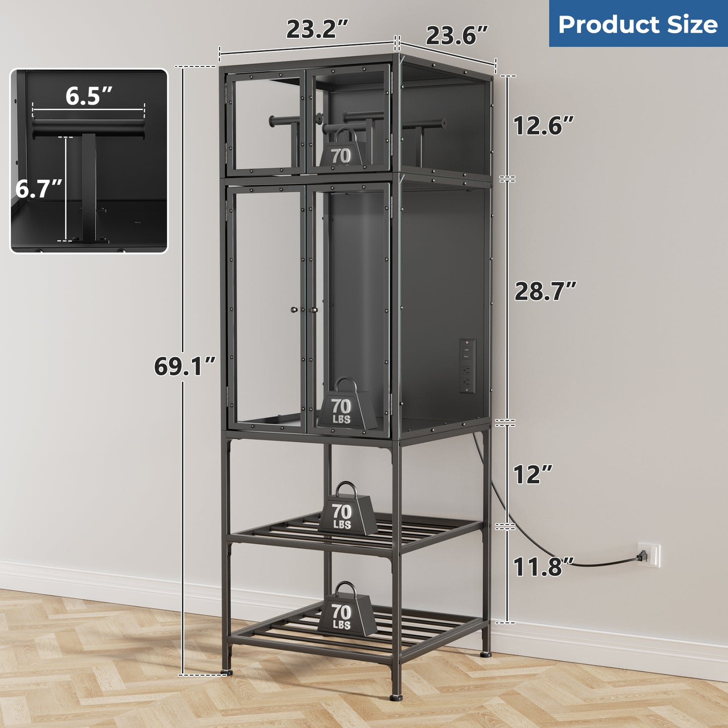 3D Printer Cabinet with Filament Storage Rack - Black