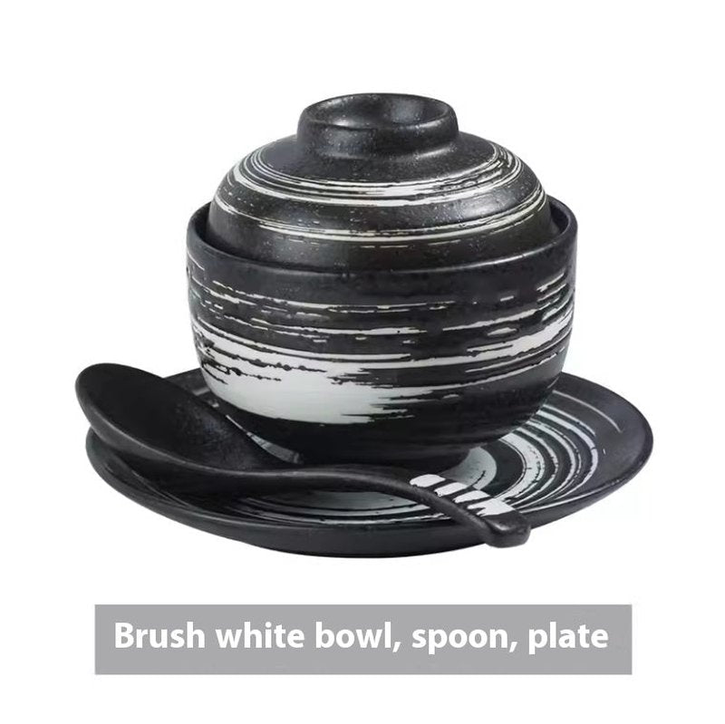 Porcelain Bowl with Lid Set - Round Kitchen Dinnerware, Multiple Colors