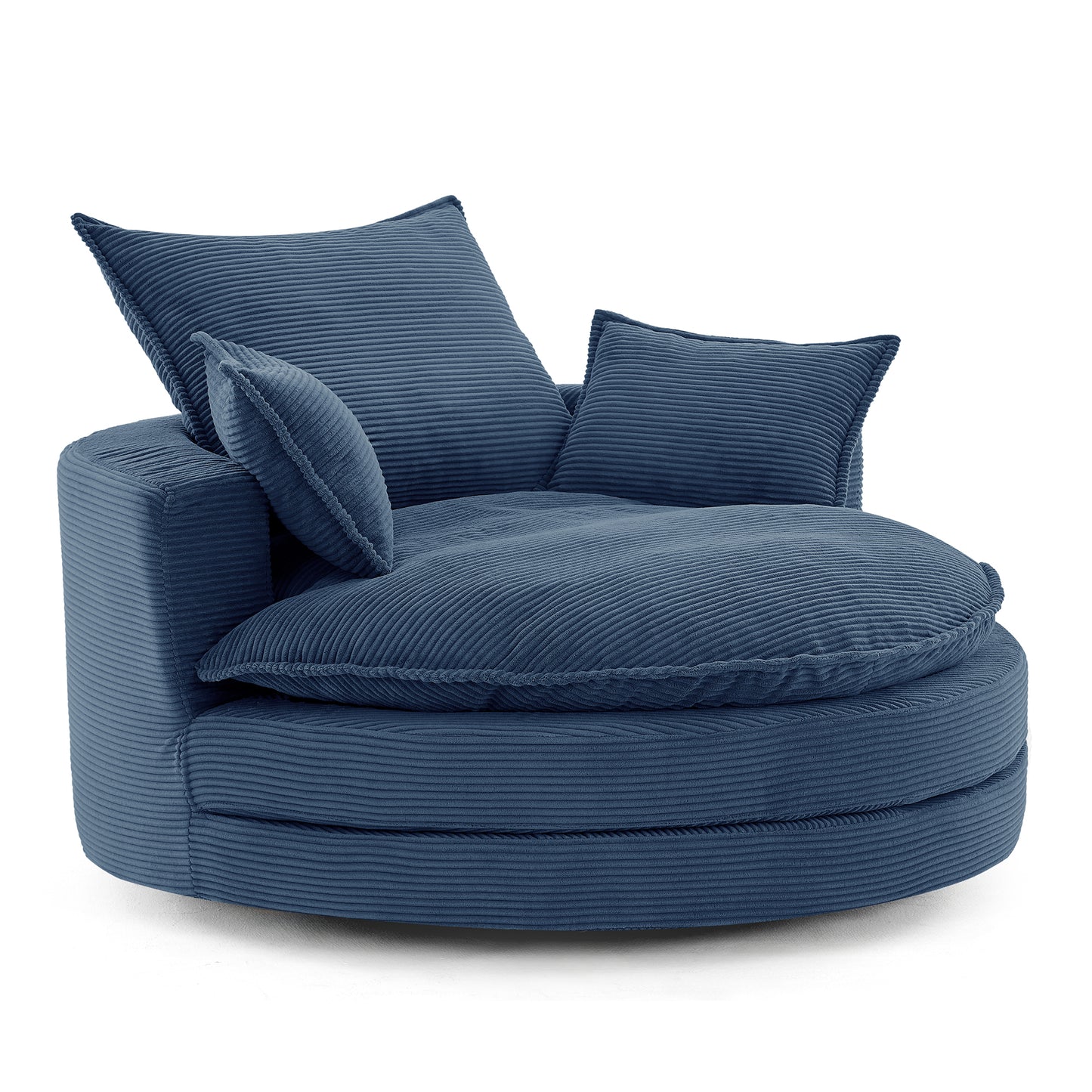 360° Swivel Accent Chair with Dual-Layer Cushion - Blue