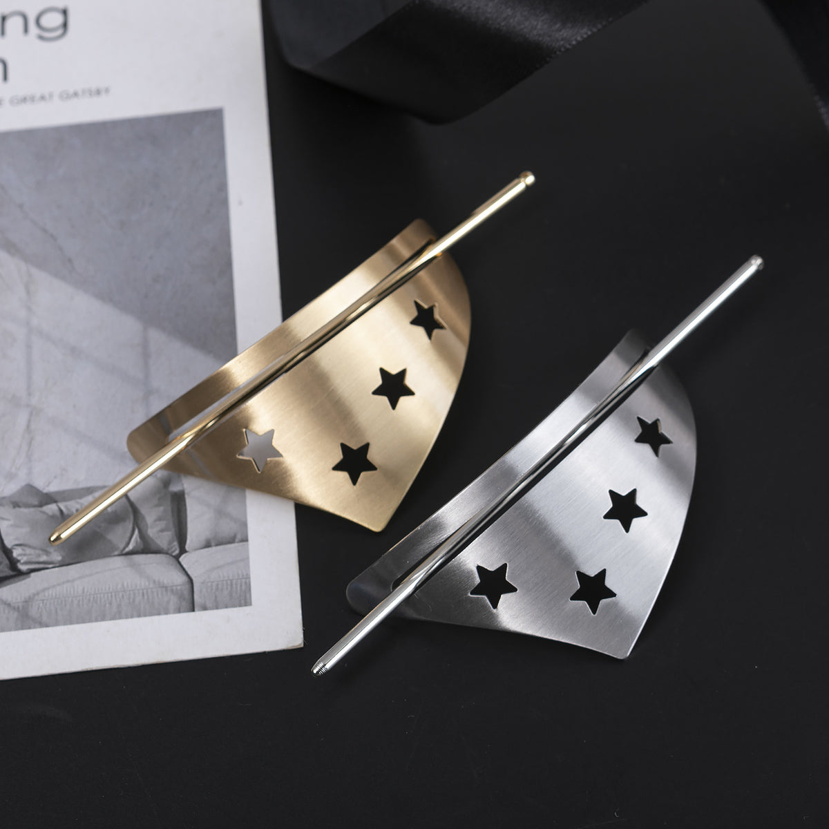 Geometric Metal Hair Clip - Brushed Finish
