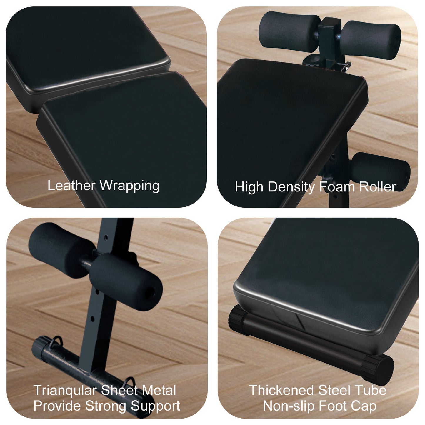 Adjustable Utility Bench for Home Gym - Black