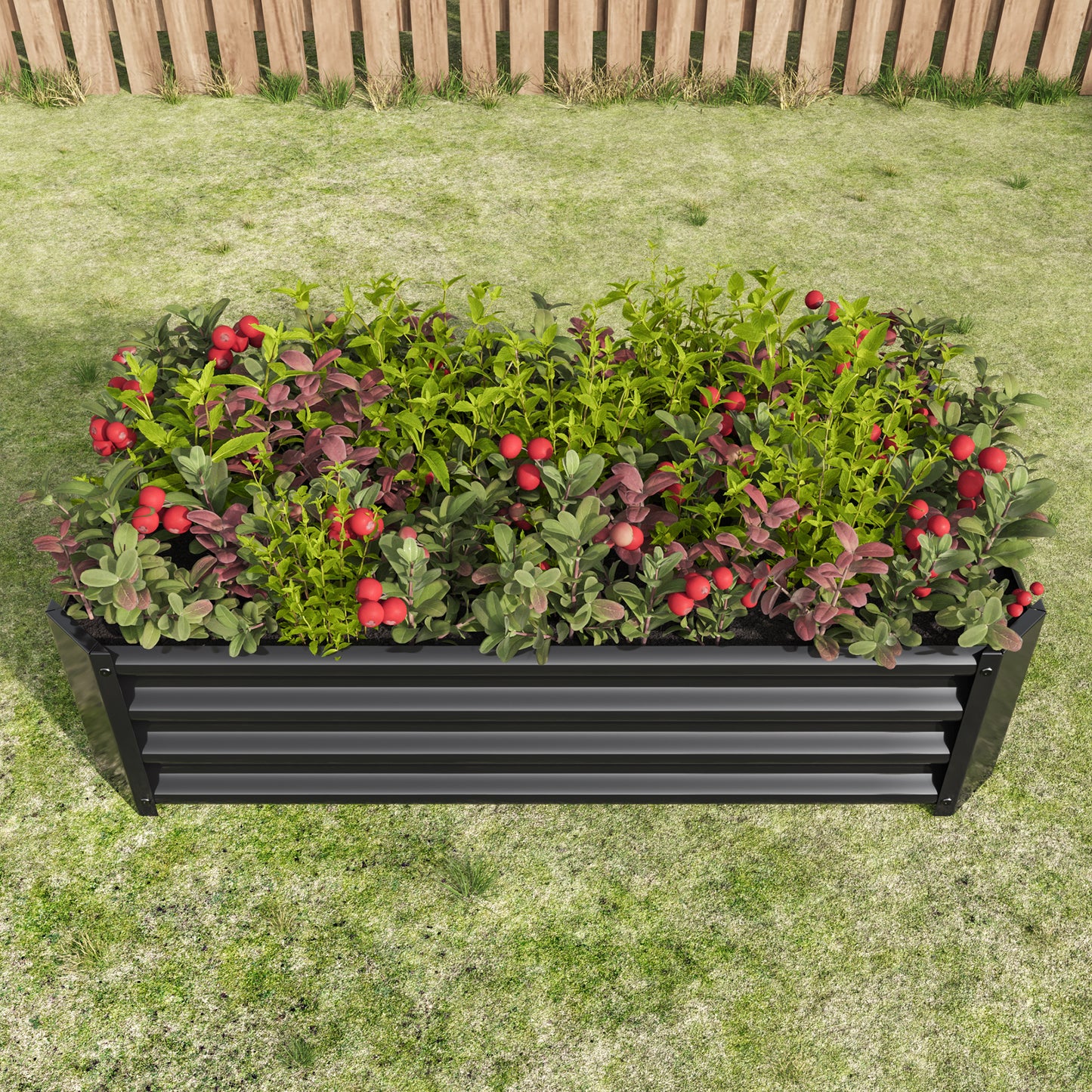 Metal Raised Garden Bed - 4'x2'x1' Rectangle Planter for Flowers, Vegetables, Herbs - Black