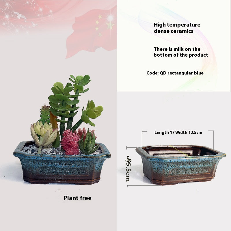 Square Ceramic Flowerpot for Home Gardening - High Temperature Resistant
