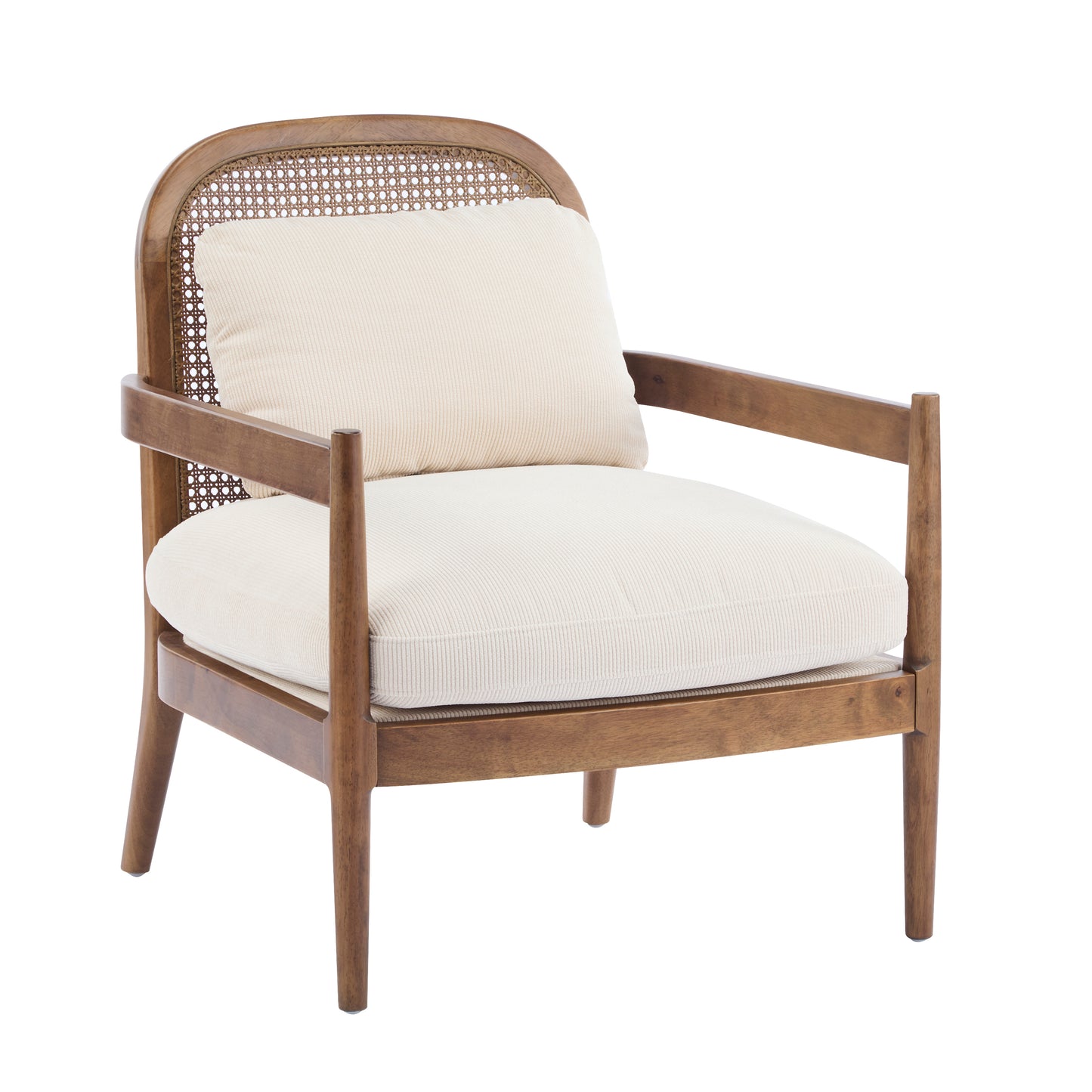 Mid-Century Modern Accent Chair Set - Light Brown & Beige Stripe