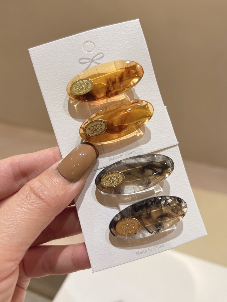 Oval Acetate Duckbill Hair Clip - 2 Piece Set