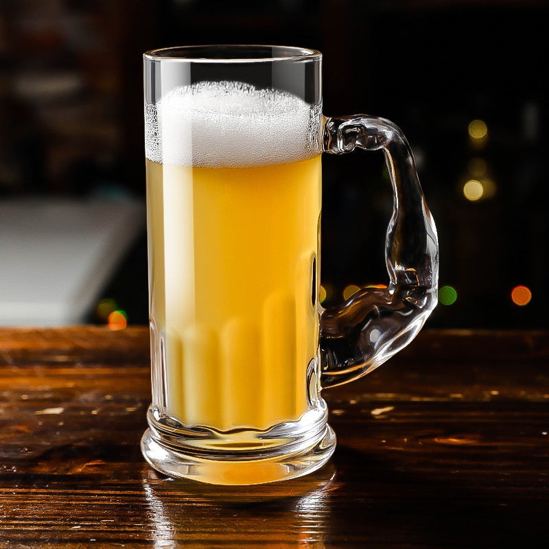 Modern Thick Water Glass with Handle - Capacity 401-500ml, Creative Drinkware