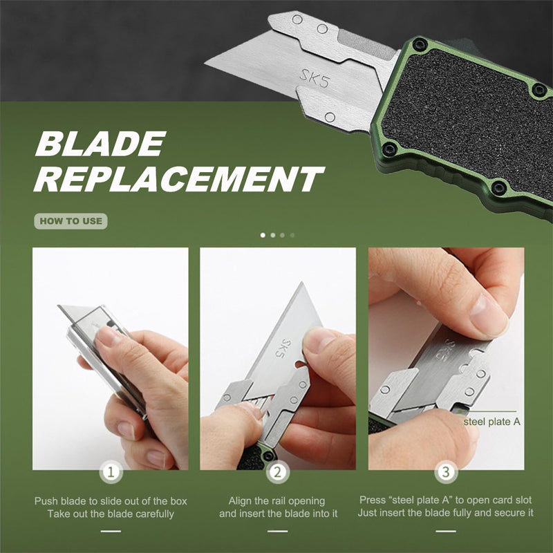 Retractable Multi-Purpose Aluminum Knife with 5 Spare Blades