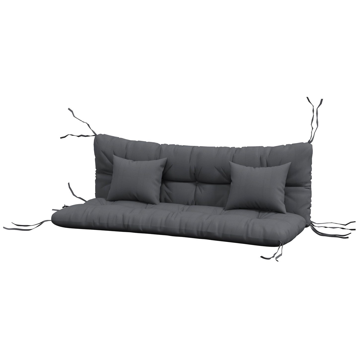 59" Tufted Outdoor Bench Cushion Set with Pillows - Charcoal Gray