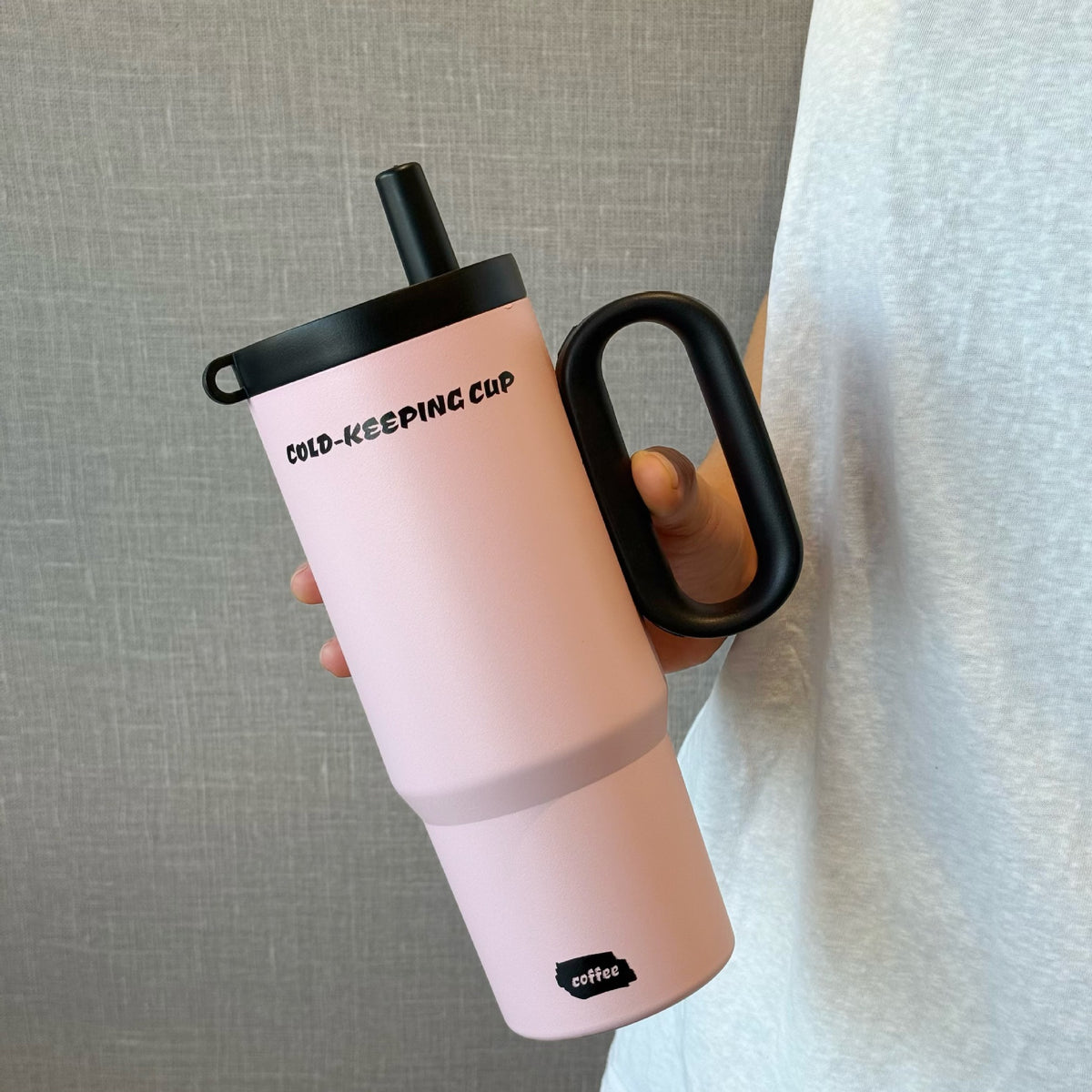 Portable Insulated Water Cup with Handle for Car Travel - 710ml