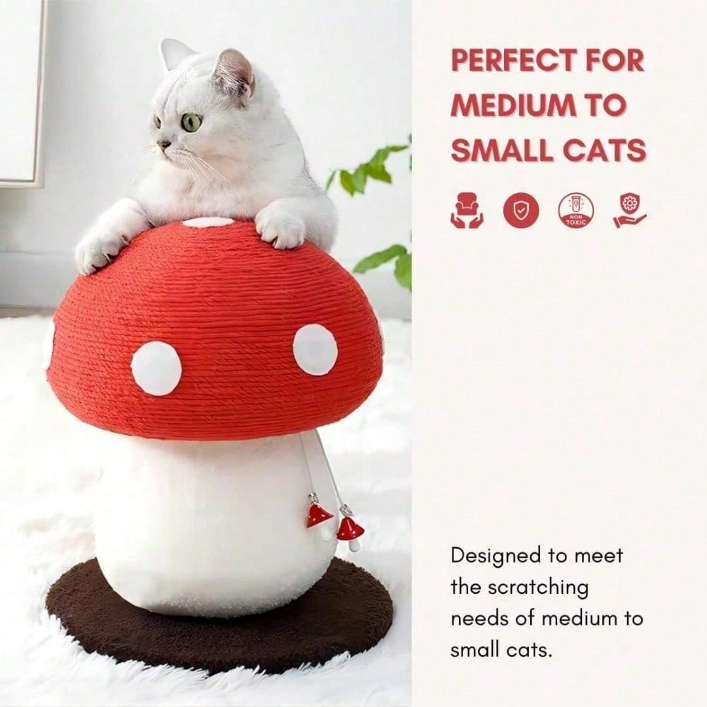 Mushroom Cat Scratching Post - Unique Sisal Design, No Assembly Needed