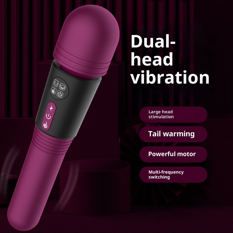 Rechargeable Double-Headed Vibrating Warming Wand for Adult Wellness