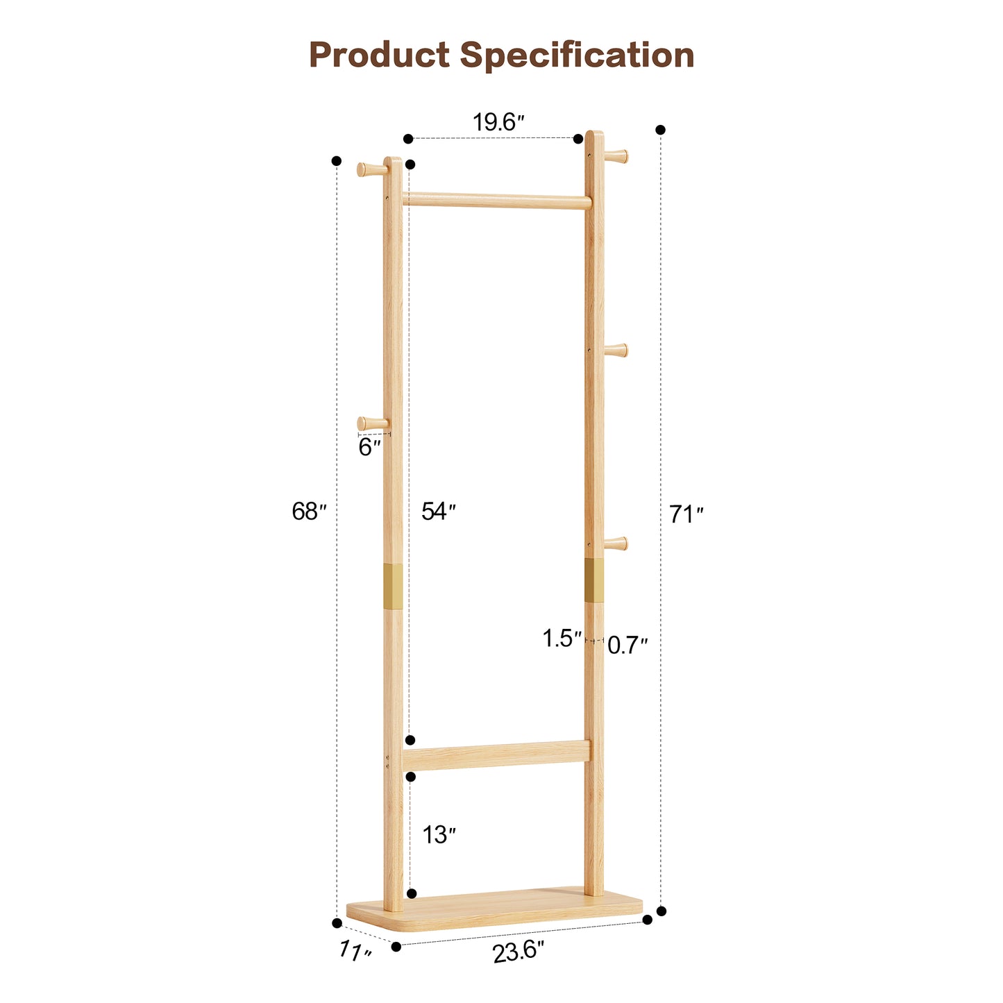 Solid Wood Hanger Set 23.6X11X71 Inches. This Product Is Made Of