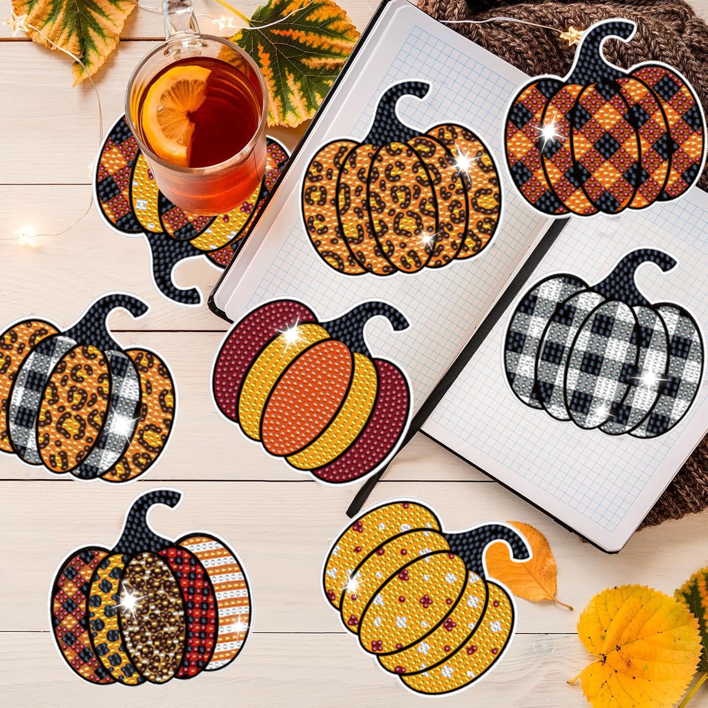 8-Piece Fall Pumpkin Coaster Set - Multi-Color Acrylic