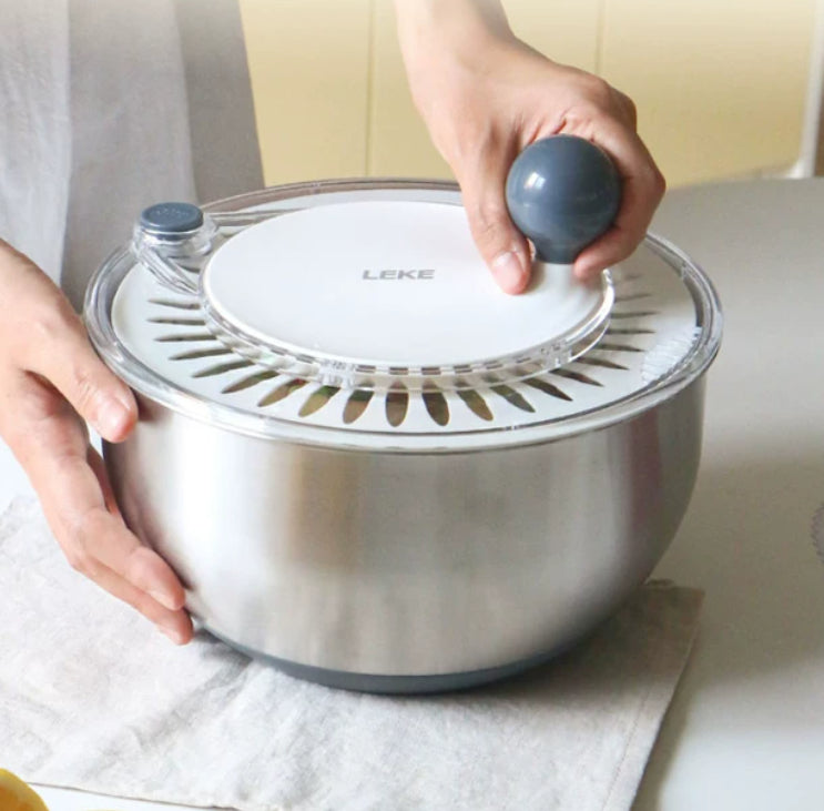 Stainless Steel Vegetable Dehydrator Salad Spinner & Dish Cutter - Green