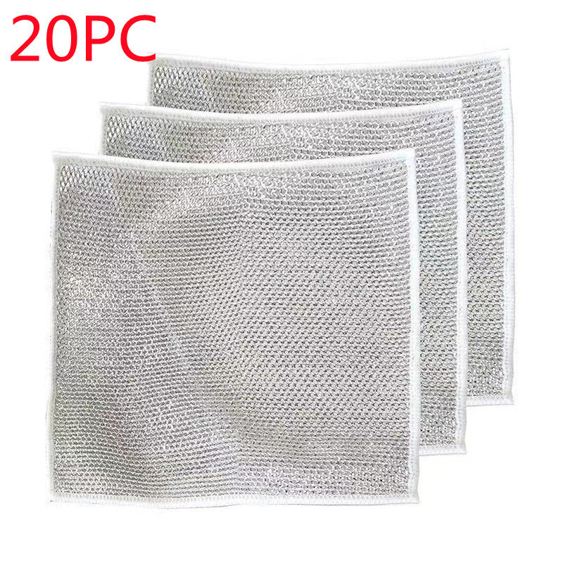 Steel Wire Dishcloth Mesh Cleaning Cloth - Multi-Layer Nylon Kitchen Sponge