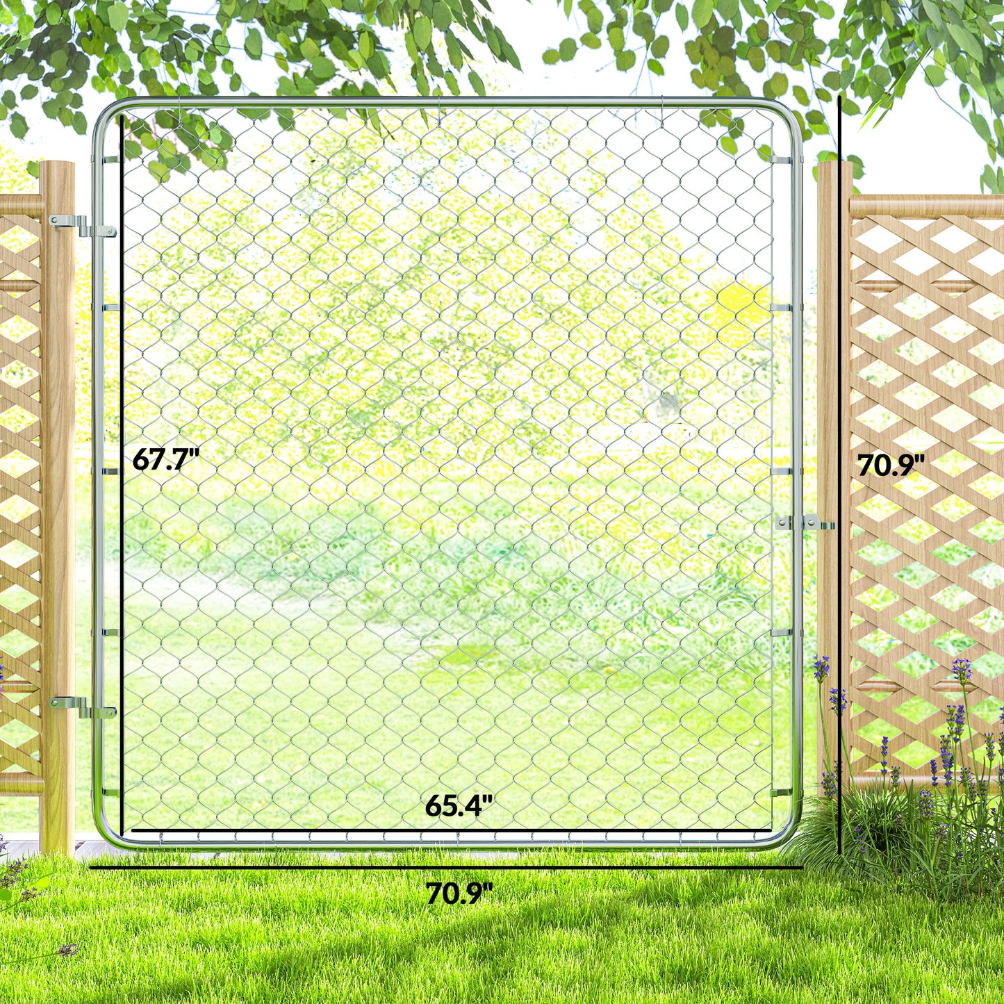 Galvanized Steel Garden Gate - 70.9 x 70.9 in. Silver