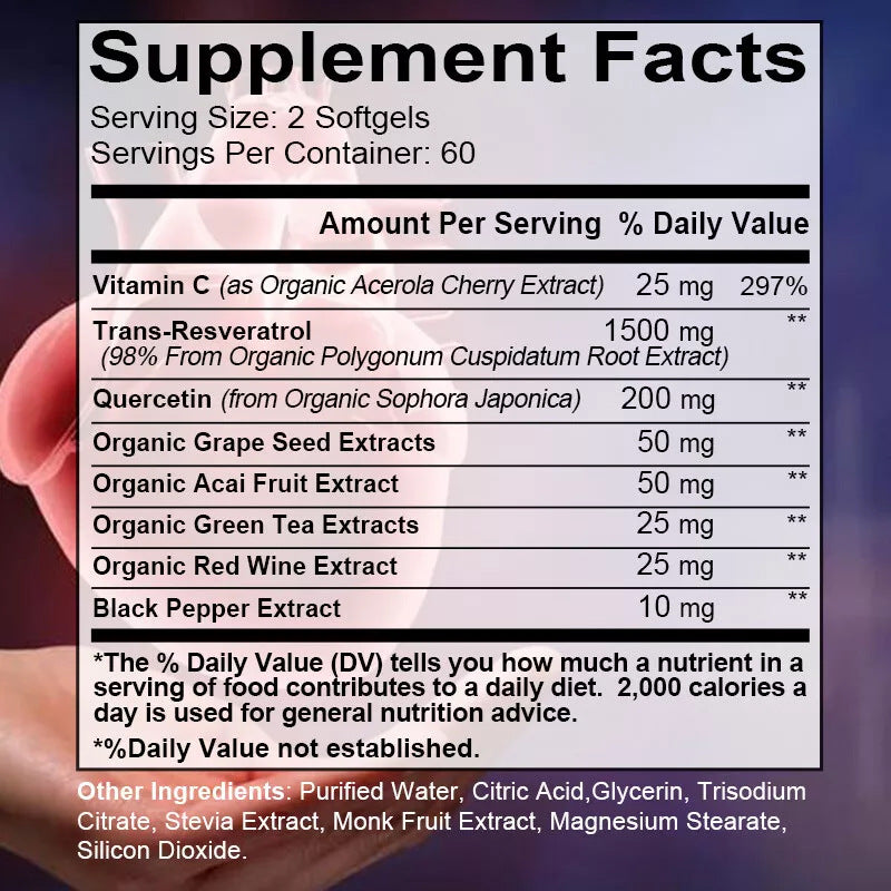 Resveratrol Capsules 120 Tablets Per Bottle