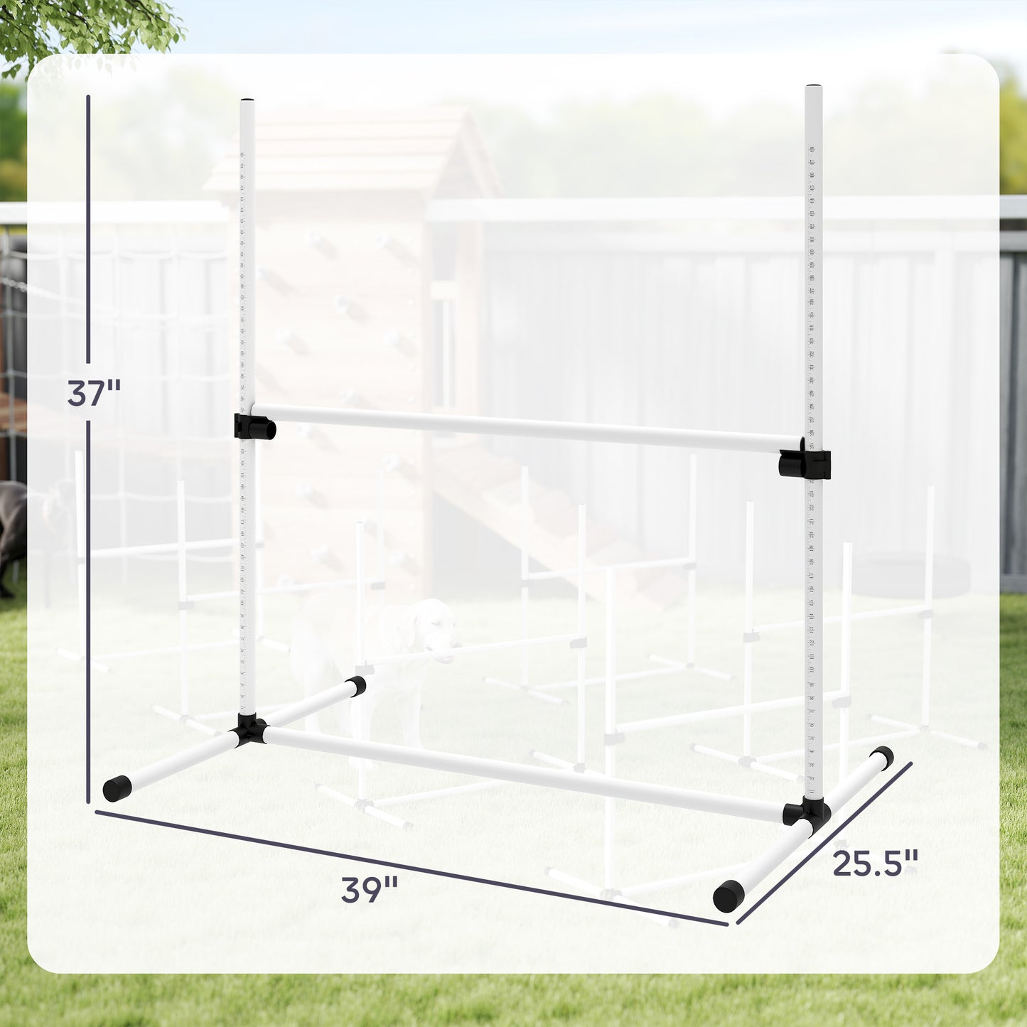 6-Piece Adjustable Dog Agility Jump Set with Carry Bag - White