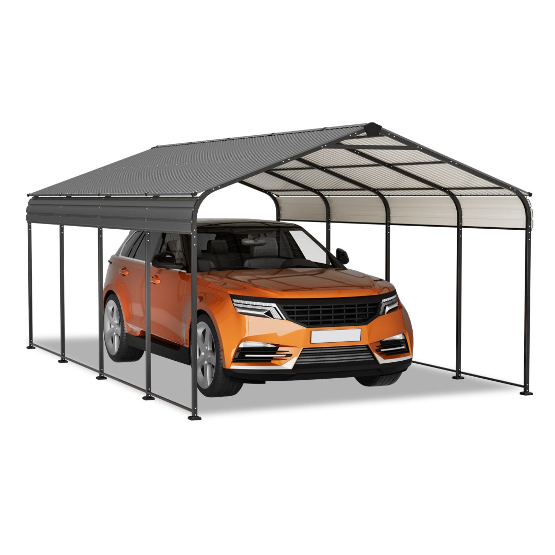 Heavy Duty Galvanized Steel Carport Canopy with Waterproof Roof - Large Capacity Shelter