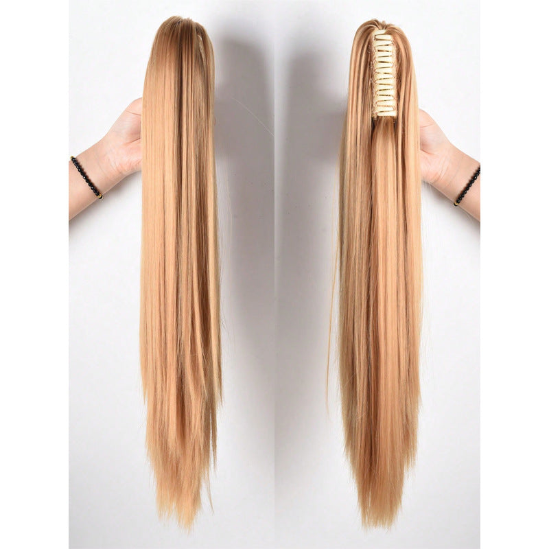 Women's Long Straight Ponytail Wig with Clip-In Medium Length Hair Extension