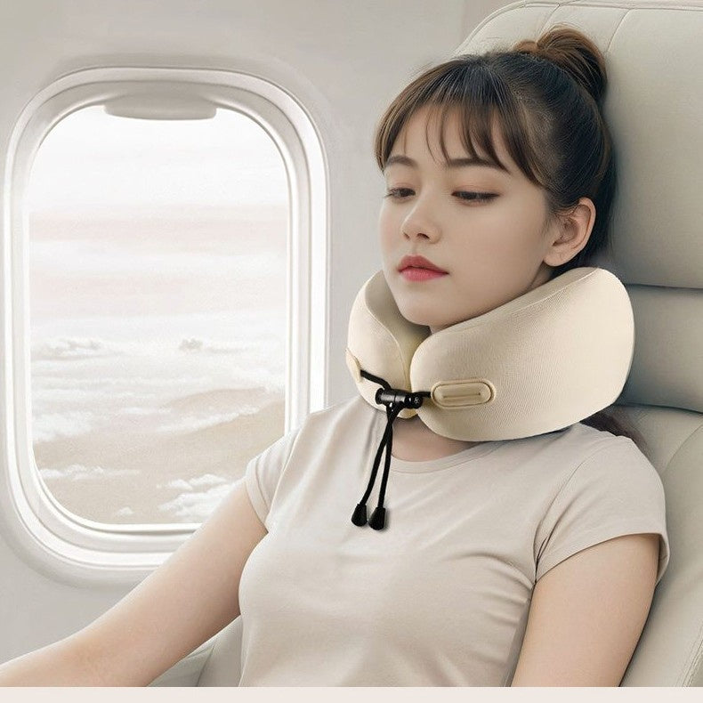 Memory Foam U-Shaped Travel Pillow Neck Support for Airplane & Home Use