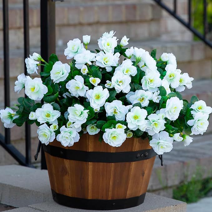 Artificial Green Plant Bouquet with Silk Flowers for Home & Garden Decor