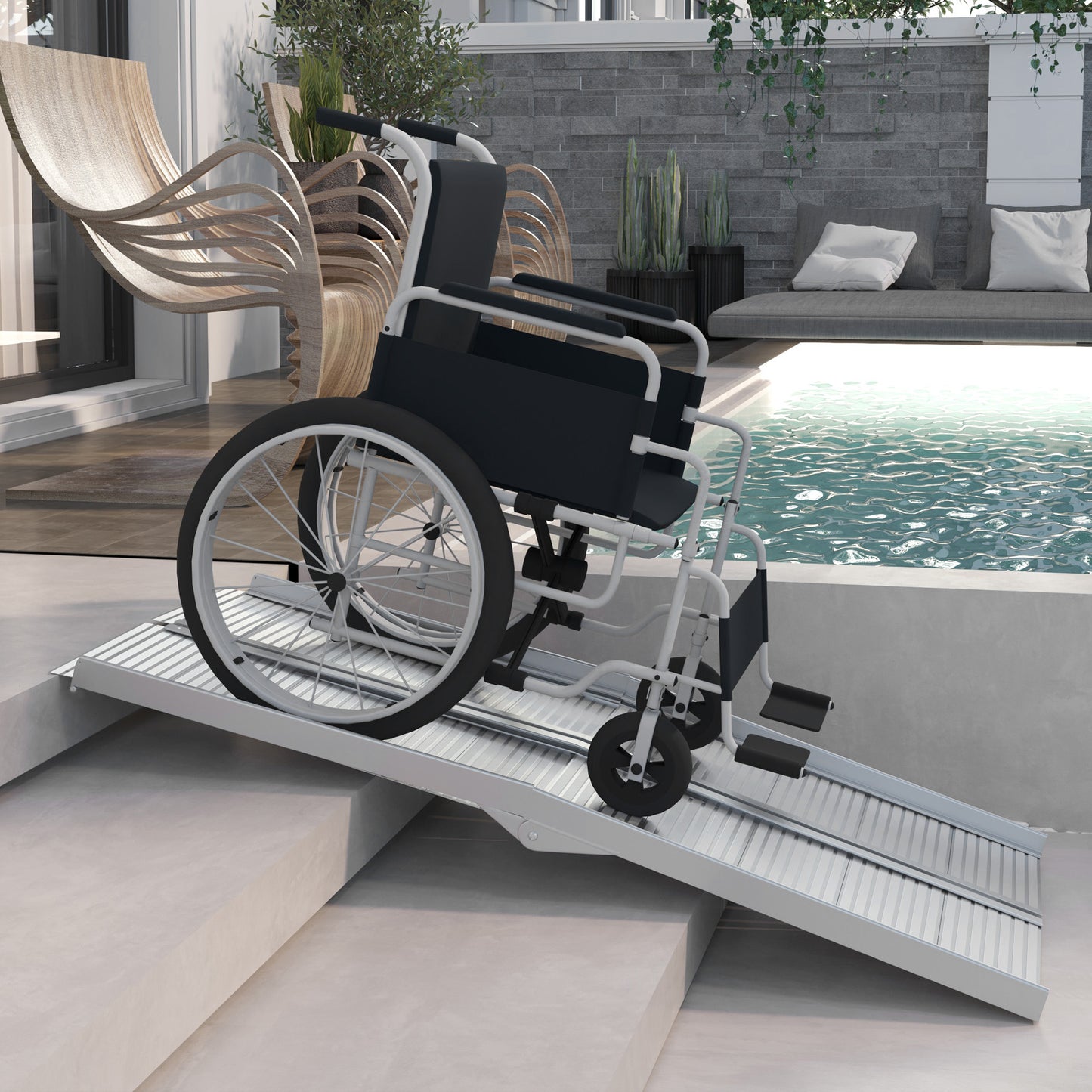 5-Foot Portable Aluminum Wheelchair Ramp - Silver