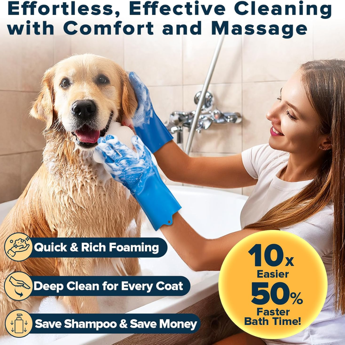 Pet Grooming Kit 6PCS Dog & Cat Bath Supplies Gloves Brushes Toothbrush