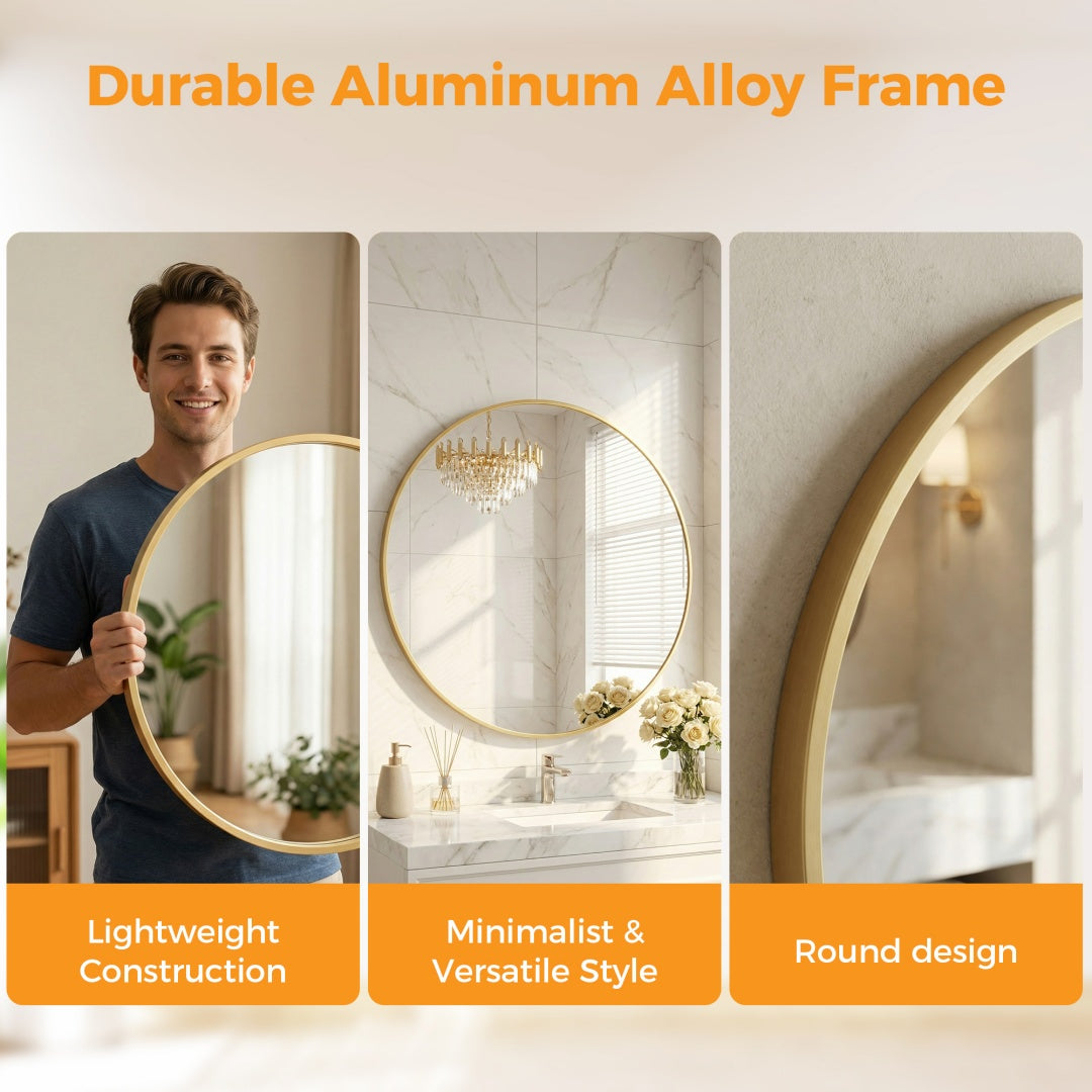 Round Wall Mirror, Bathroom Mirrors For Over Sink, Circle Mirror