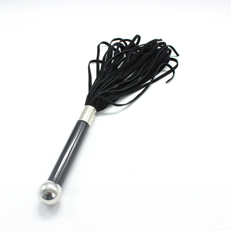 Leather Tassel Training Whip with Acrylic Handle – Black/Red/Pink/Purple