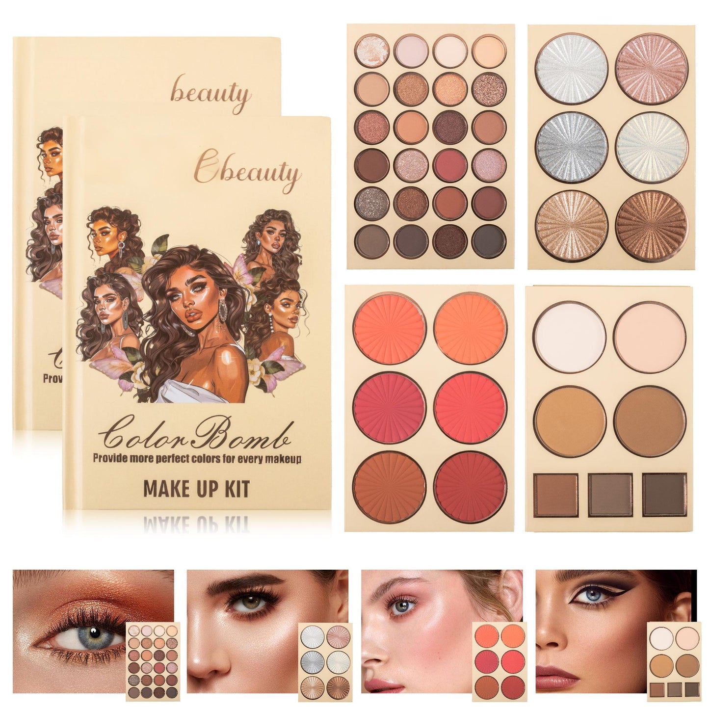63-Color All-in-One Makeup Palette - Eyeshadow, Blush, Highlighter & Contour