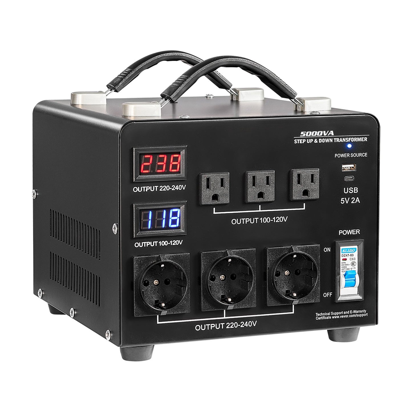 5000VA Voltage Converter Transformer Step Up Down 110V to 220V 220V to 110V