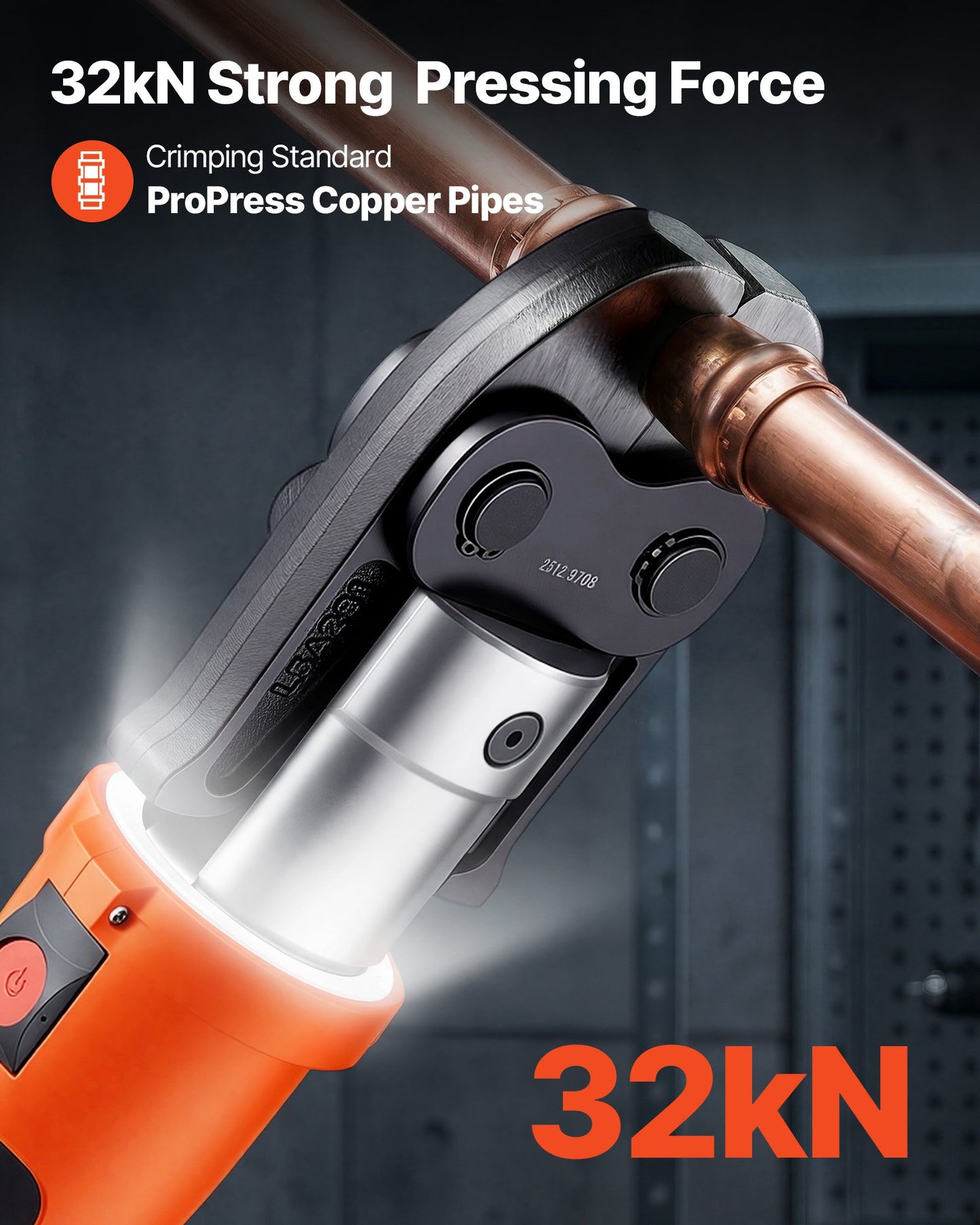 Electric Pipe Crimping Tool 18V for Copper Pipes with 6 Jaws & Batteries