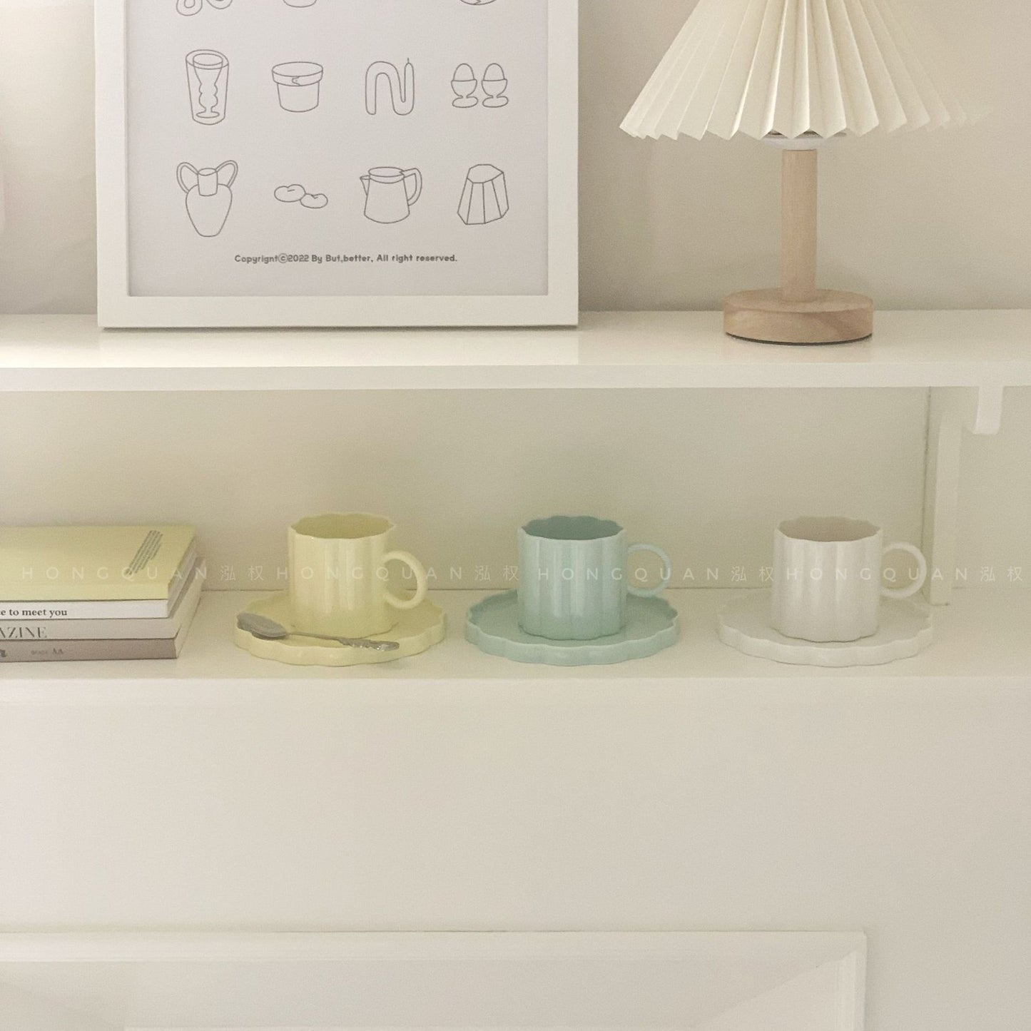 Macaron Color Series Ceramic Cup and Dish Set - Kitchen Decor