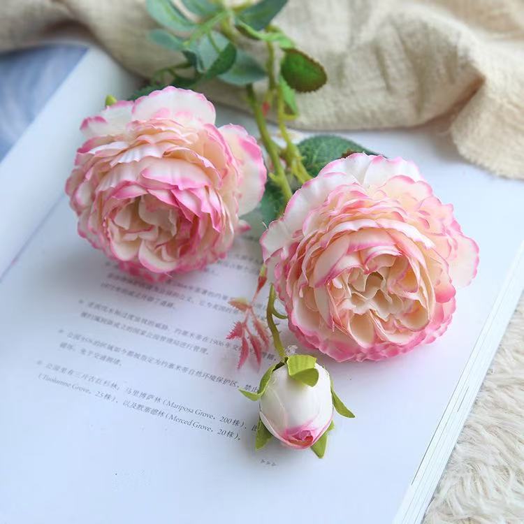 Silk Peony Flower Arrangement - Realistic Decorative Floral Display for Living Room