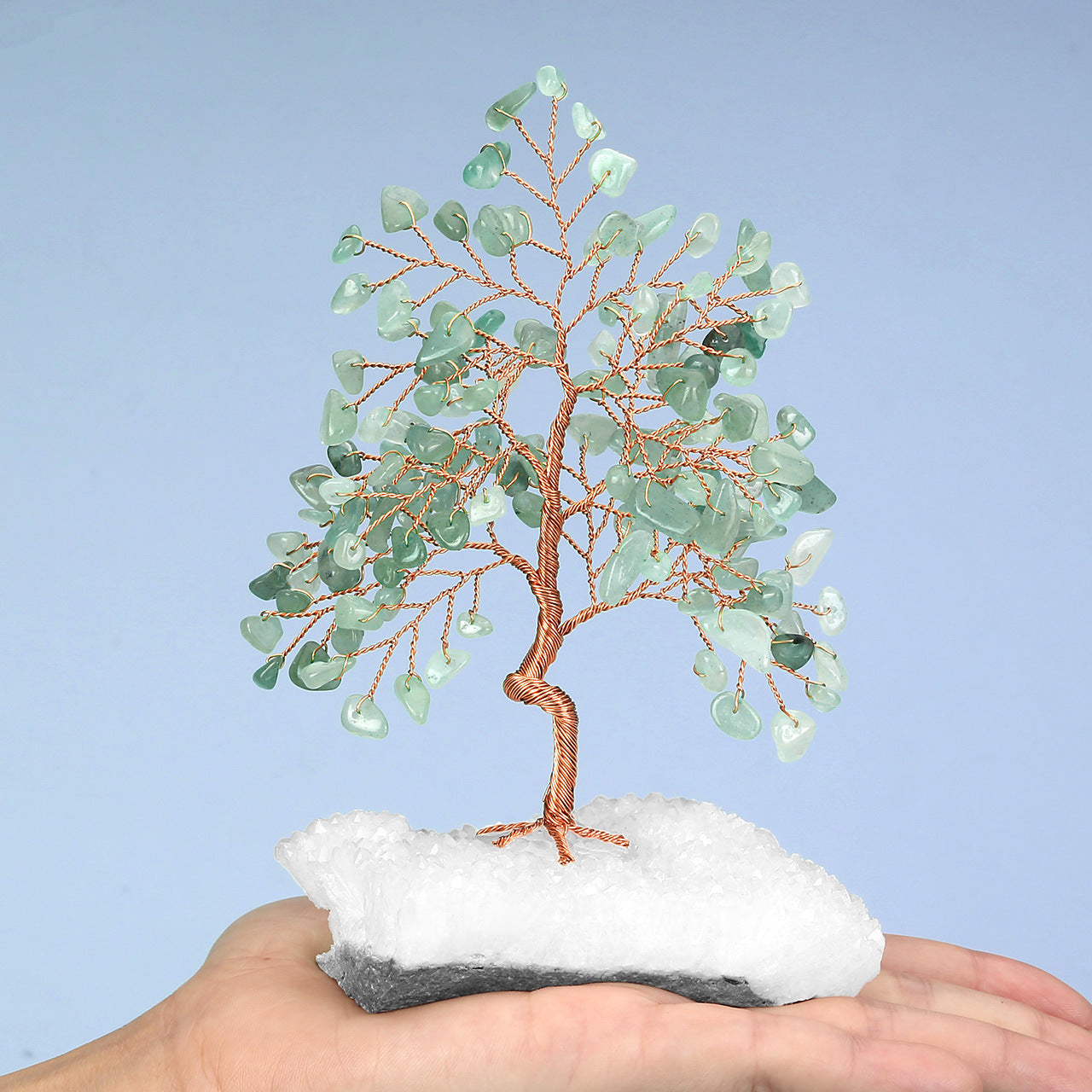 Crystal Tree Ornament with Gravel Base - Small Decorative Winding Tree for Home & Garden