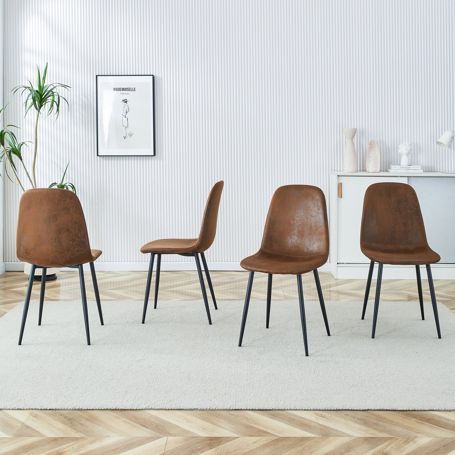 A Set Of 4 Modern Medieval Style Restaurant Cushioned Side Chairs,