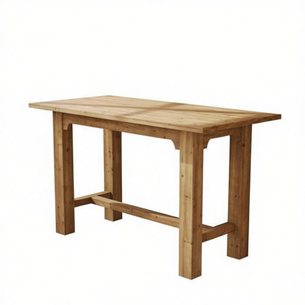 Vintage-Modern Bar Table - Rustic Brown Finish, Spacious Design