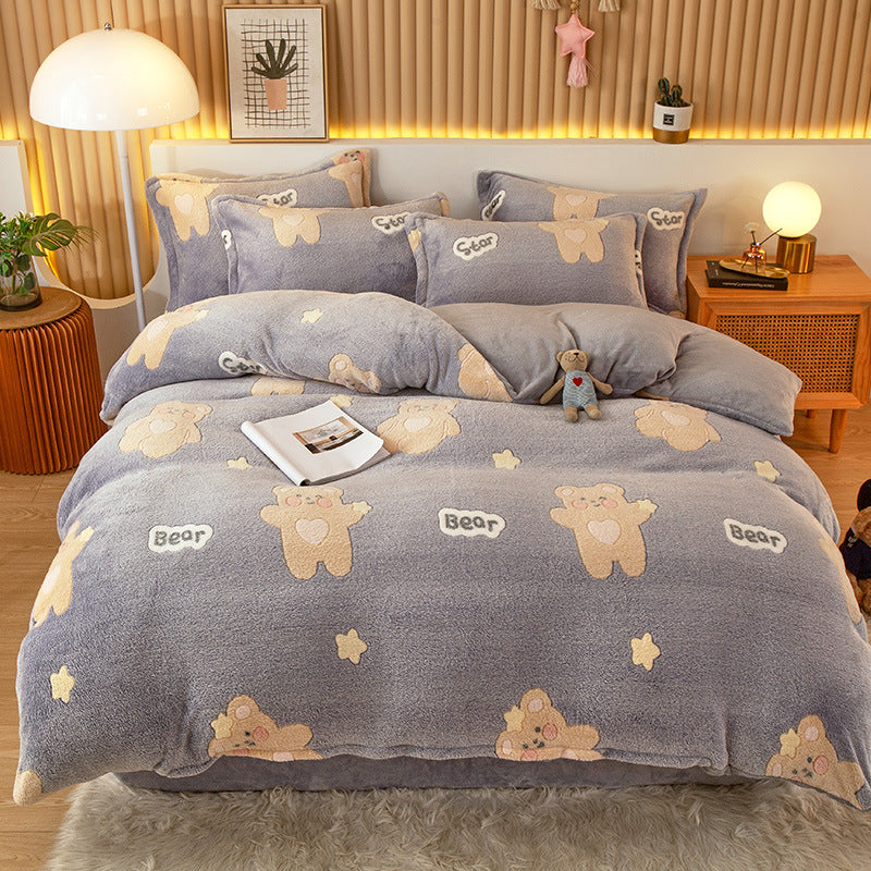 Coral Fleece Duvet Cover Set - Multiple Sizes & Styles