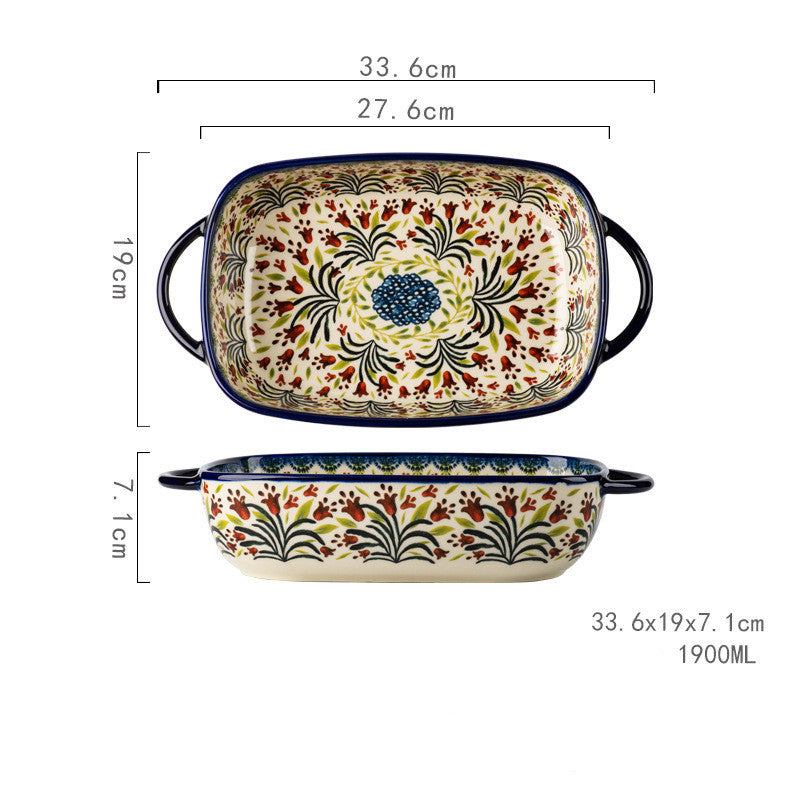 Rectangular Ceramic Dinner Plate Set - Household Tableware for Kitchen & Dining