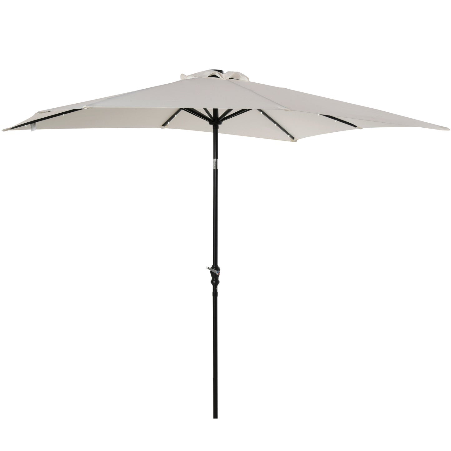 9x7 Outdoor Patio Umbrella with Solar LED Lights - White