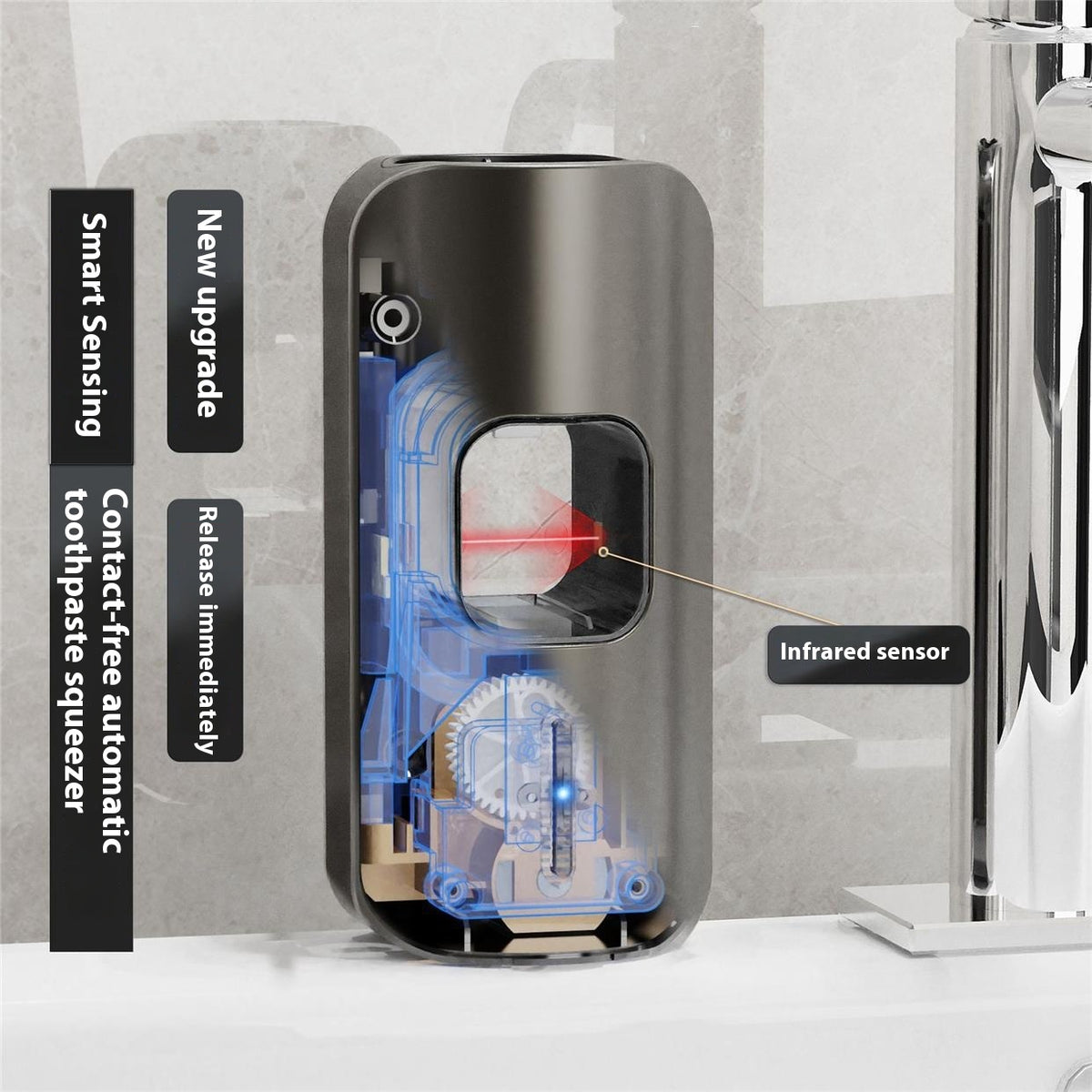 Automatic Electric Toothbrush Storage Rack Bathroom Organizer - Gray & White