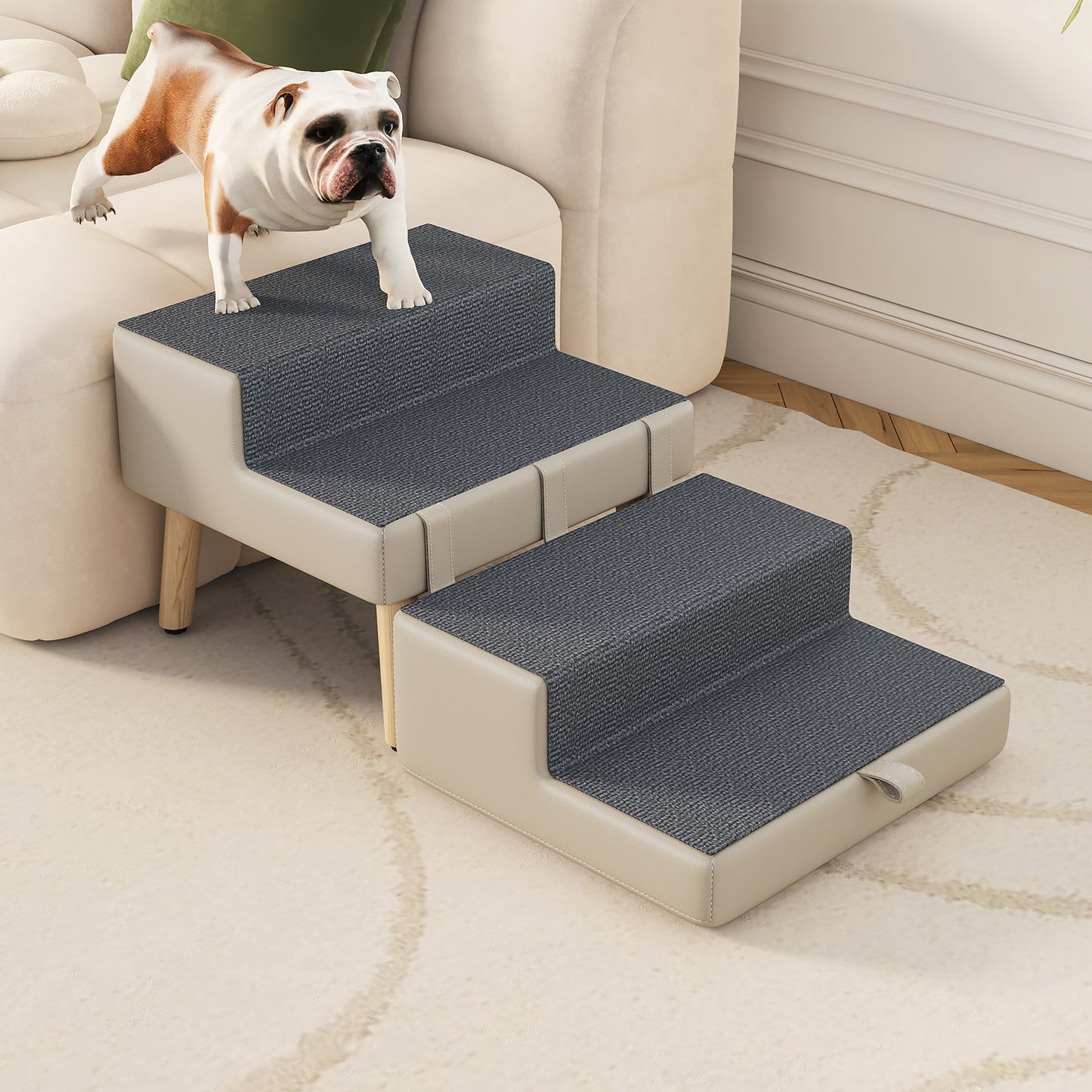 Foldable 4-Step Dog & Pet Stairs Ramp for Sofa Bed - Support Up To 220lbs