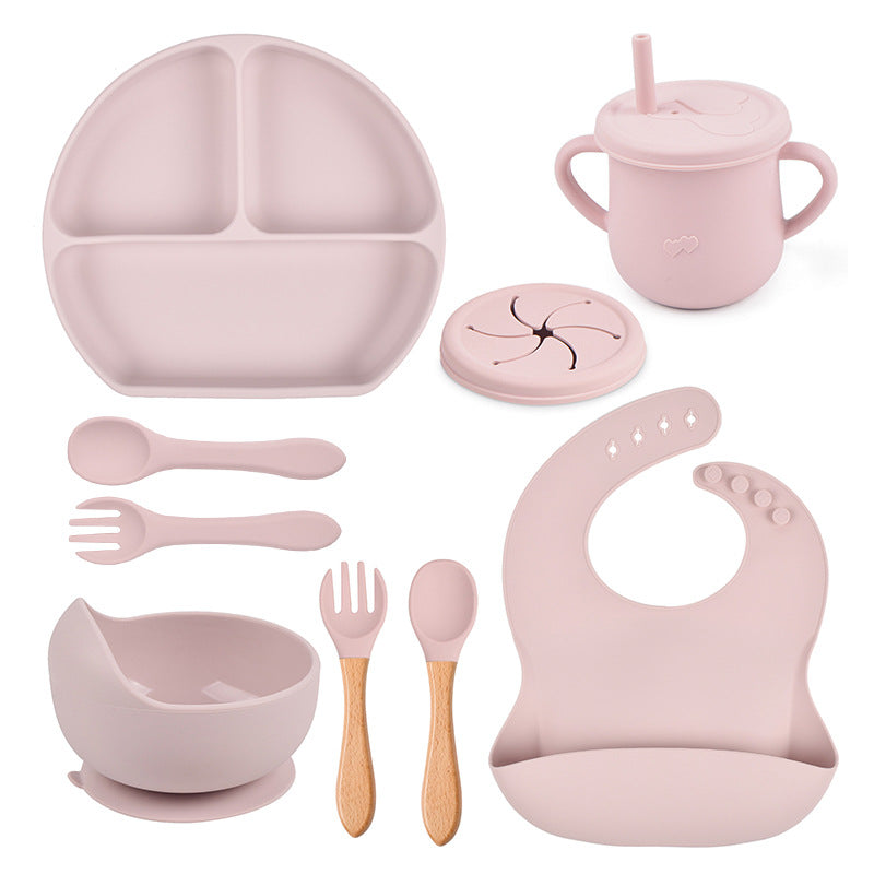 Silicone Solid Color Baby Tableware Set - Child Safe Dinnerware Kit