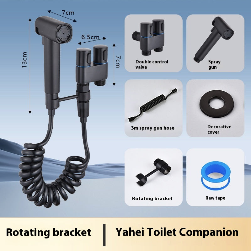 Two-Way Angle Valve Water Gun for Toilet Kitchen Shower - Stainless Steel