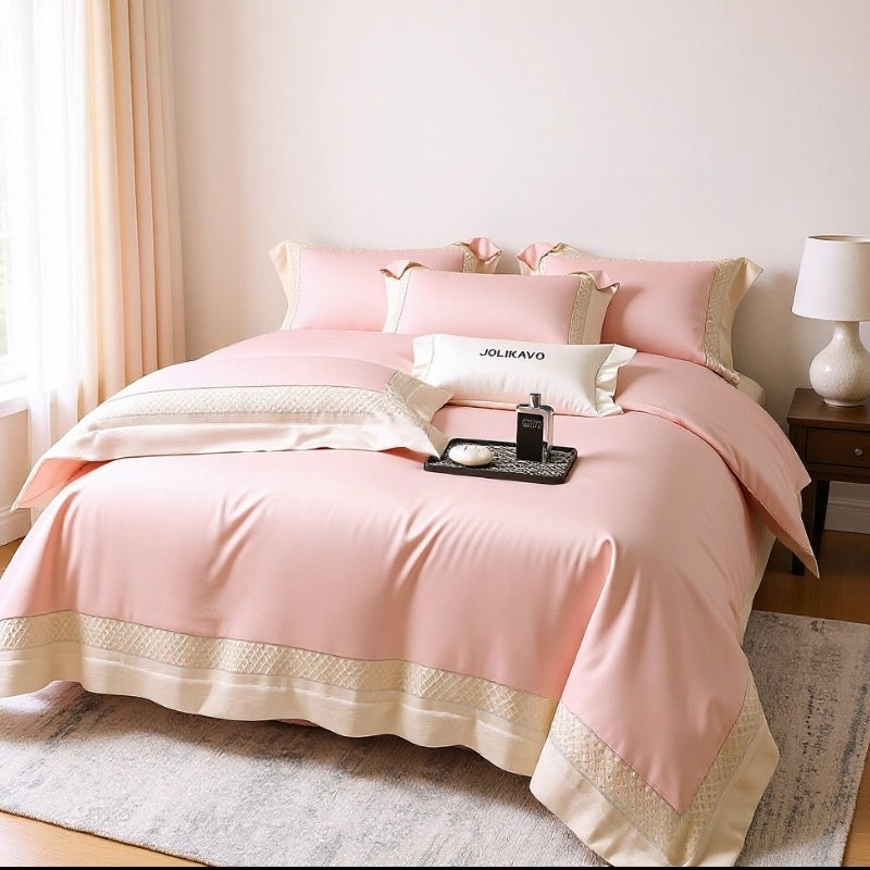 Cotton Duvet Cover Set 4 Pieces All-Cotton Embroidered Patchwork Bed Bedding