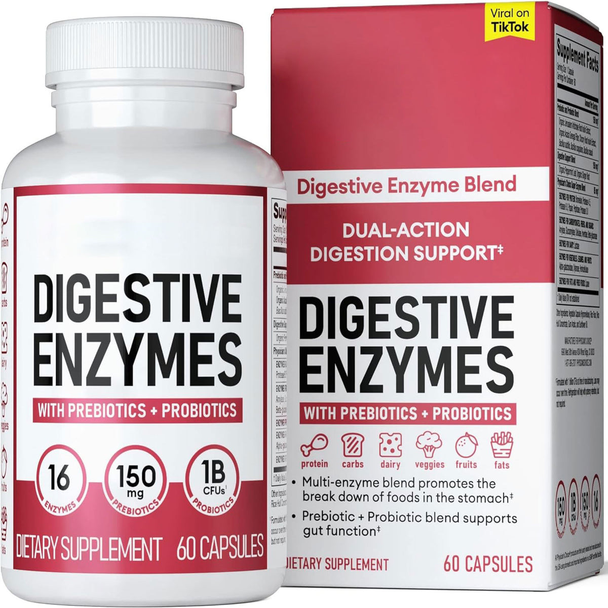 Digestive Enzymes with Probiotics & Prebiotics - 60 Capsules