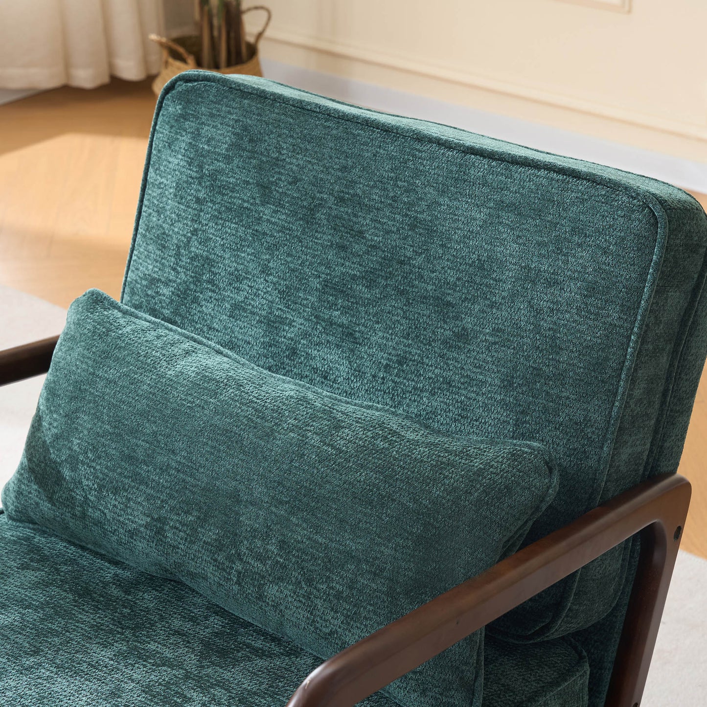 Mid-Century Modern Lounge Chair - Dark Green Upholstered Accent Chair